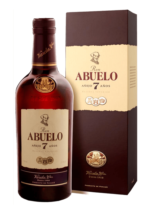 Ron Abuelo 7 Year Old Añejo rum bottle with packaging