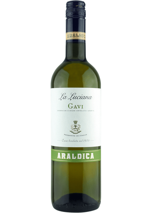 Araldica Gavi La Luciana white wine bottle from Italy with cork and label