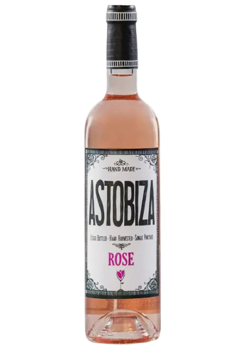 Astobiza Rose Txakoli Spanish rosé wine bottle with ornate label and tulip icon