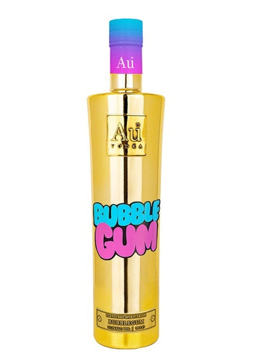Au Vodka Bubblegum 700ml gold bottle with blue and pink label
