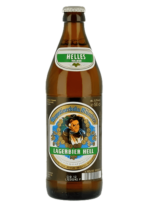 Augustiner Helles 500ml German lager beer bottle with traditional Bavarian label
