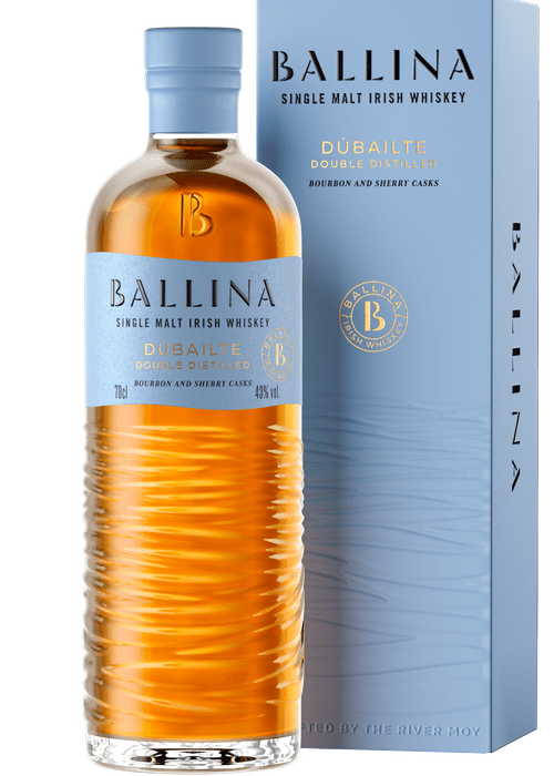 Ballina Dubailte Single Malt Irish Whiskey 700ml Bourbon Sherry Cask bottle and box