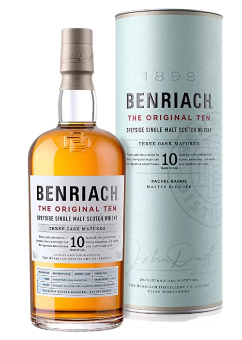 Benriach The Original Ten 10 Year Old Speyside Single Malt Scotch Whisky bottle with packaging
