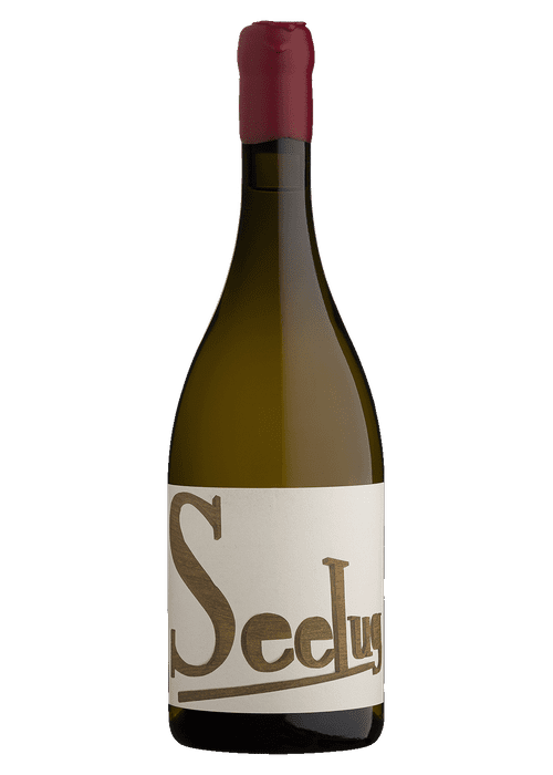 BlankBottle Seelug Chardonnay white wine bottle with cream label and red foil capsule