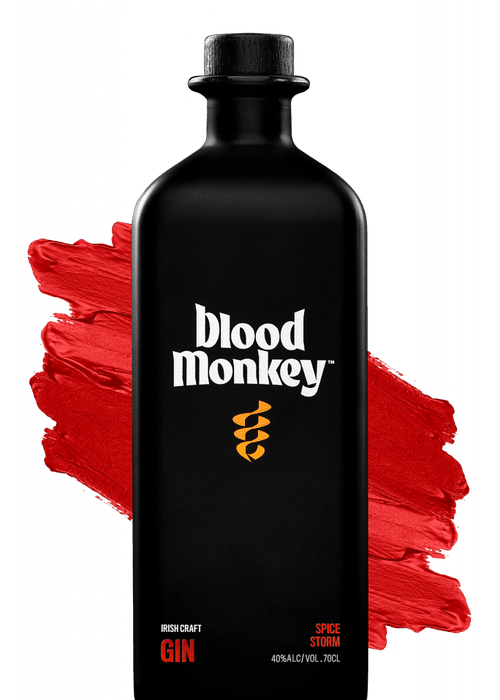 Blood Monkey Gin Spice Storm Irish craft gin bottle with orange snake logo