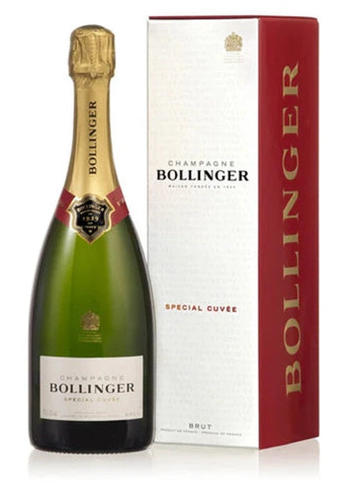Bollinger Special Cuvée Champagne 750ml bottle with gold foil neck and branded box