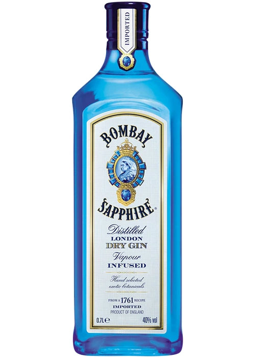 Bombay Sapphire London Dry Gin 700ml blue glass bottle with botanical label