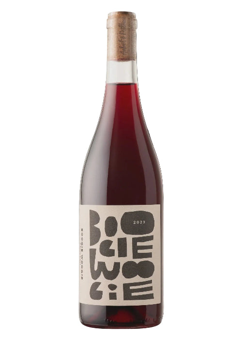 Boogie Woogie 2023 red wine bottle with cork and beige label