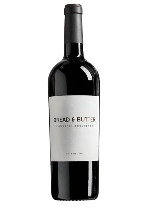 Bread & Butter Cabernet Sauvignon red wine bottle with matte white label and black foil capsule