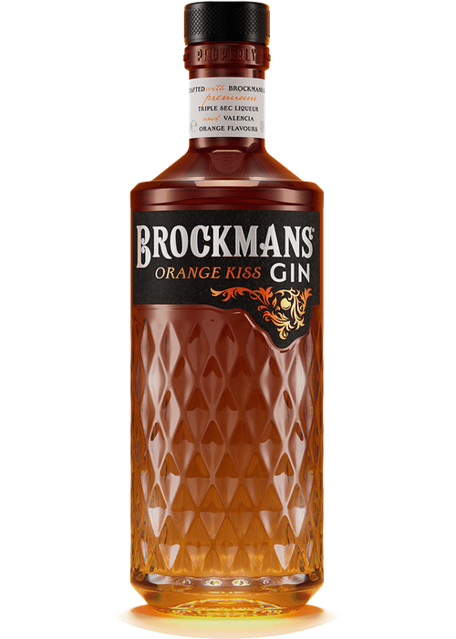 Brockmans Orange Kiss Gin 700ML bottle with diamond-cut glass and triple sec orange flavor