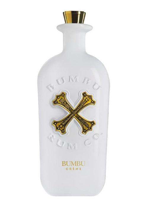 Bumbu Crème 700ml white glass bottle with gold cap and emblem