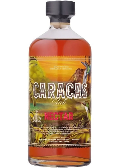 Caracas Club Nectar Rum 700ml amber bottle with hummingbird label