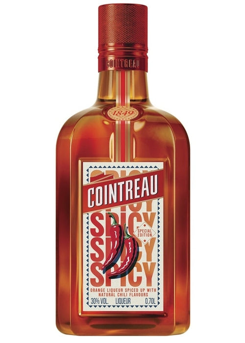 Cointreau Spicy 700ml orange liqueur bottle with natural chilli heat and red chili pepper label