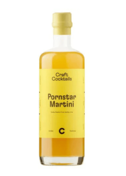 Craft Cocktails Pornstar Martini 500ml ready-to-drink cocktail in amber glass with yellow label