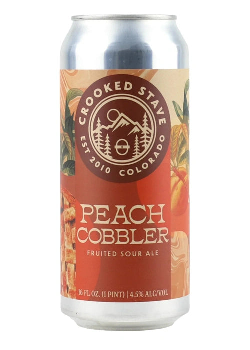 Crooked Stave Peach Cobbler 473ml fruited sour ale can with peach and cobbler label