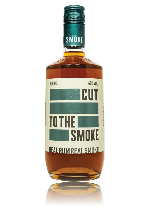Cut To The Smoke Rum 700ml glass bottle with amber liquid and teal cap