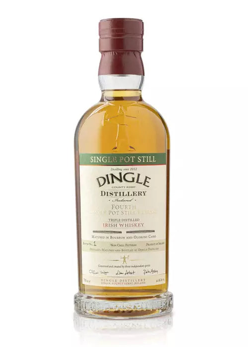 Dingle Single Pot Still Release 4 Irish Whiskey bottle with cream label and amber liquid