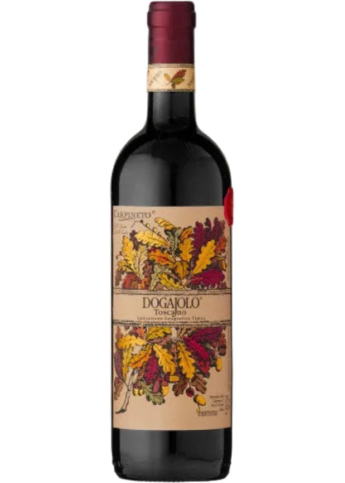 Carpineto Dogajolo Toscano Rosso Super-Tuscan red wine bottle with autumn leaf label