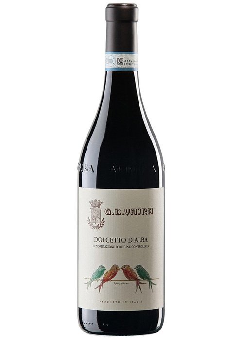 G.D. Vajra Dolcetto d'Alba red wine bottle with bird label design