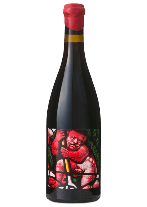 Domaine de l'Ecu Mephisto organic red wine bottle with stained-glass label art