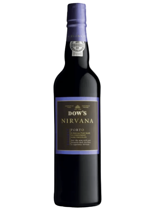 Dow's Nirvana 500ml Port bottle with purple foil cap and chocolate pairing label