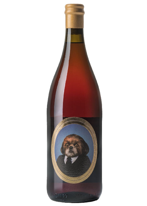 Herdade do Rocim Dr. Bruno Clarete red wine bottle with black label featuring dog portrait