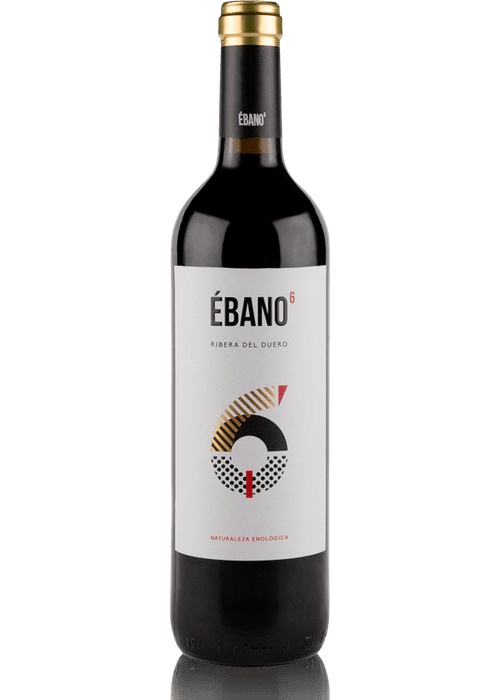 Ebano 6 Ribera Del Duero red wine bottle with gold foil and white label