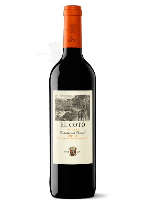 El Coto Crianza 100% Tempranillo red wine bottle with deer label