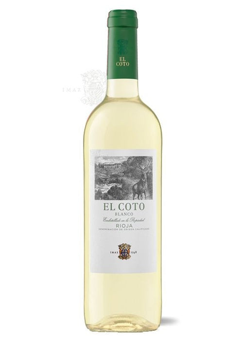 El Coto Rioja Blanco white wine bottle with deer label