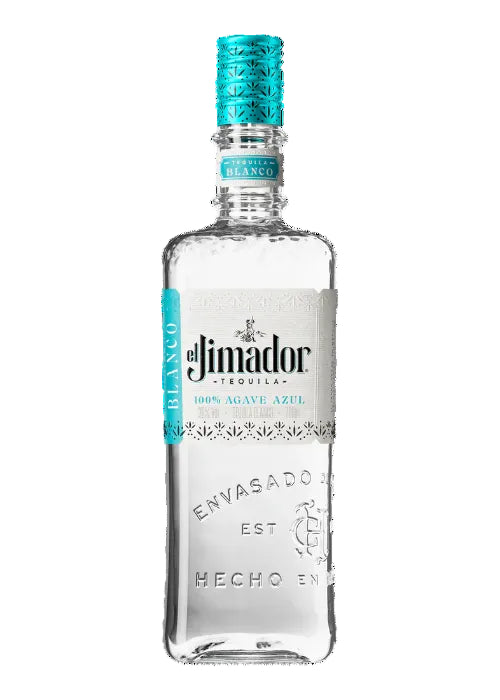 El Jimador Blanco 700ml 100% Blue Agave Tequila bottle with turquoise cap and hammered glass