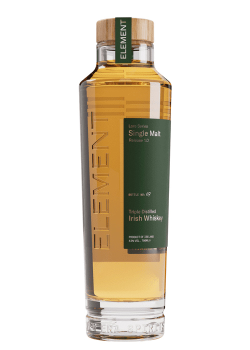 Element Lore Series Single Malt Irish Whiskey Release 1.0 in 700ml glass bottle with wood cap