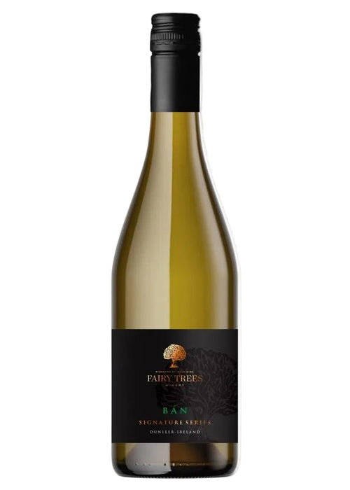 Fairy Trees Signature Series Bán white wine bottle with gold tree logo