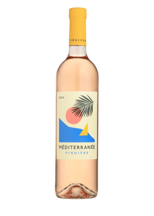 Figuiere Mediterranee Rose 2024 Provence wine bottle with abstract coastal label design