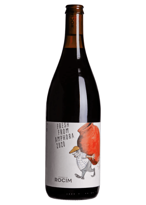 Fresh from Amphora 2020 red wine bottle with amphora illustration label