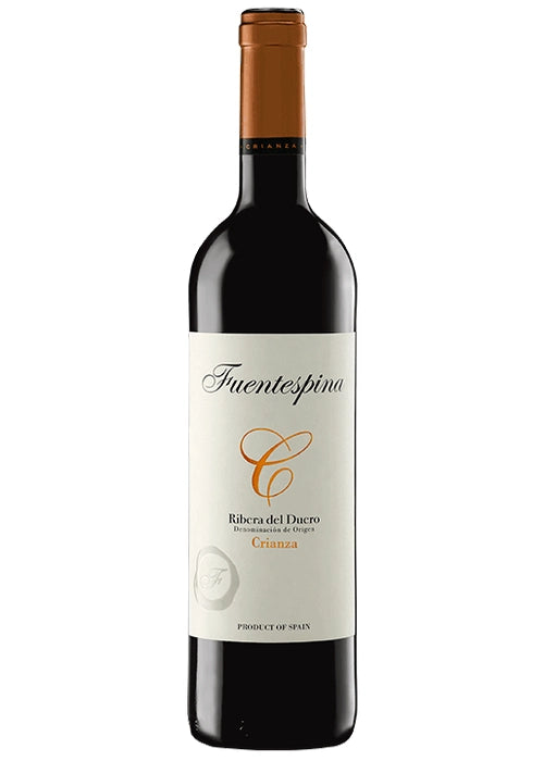 Fuentespina Crianza Ribera del Duero red wine bottle with copper foil and gold C logo