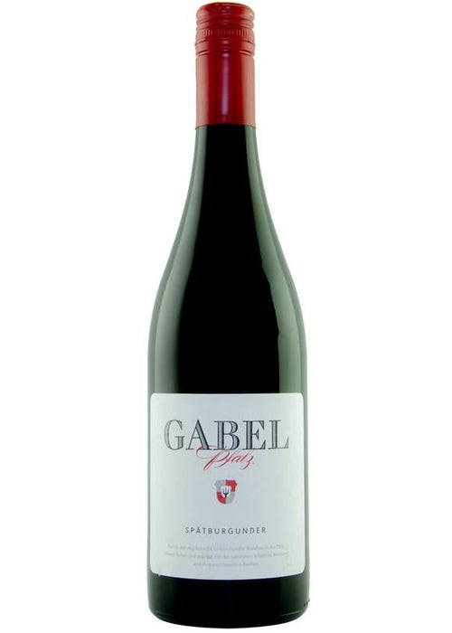 Gabel Pfalz Spatburgunder red wine bottle with white label and red foil capsule