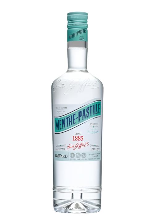 Giffard Menthe-Pastille 700ml clear mint liqueur bottle with teal cap and white label