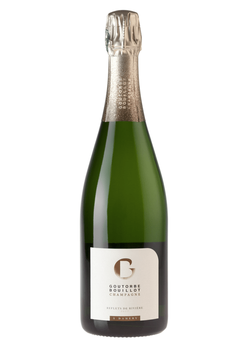 Goutorbe Bouillot Reflets De Riviera Champagne bottle with silver foil neck and white label