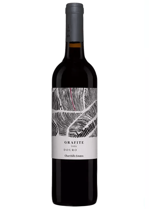 Grafite Douro Tinto red wine bottle with grey label and deep violet liquid