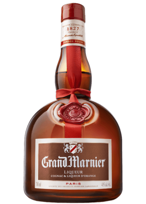 Grand Marnier 700ml cognac and orange liqueur bottle with red ribbon seal