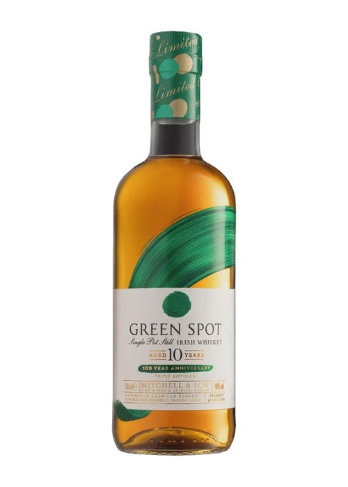 Green Spot 10 Year Old Single Pot Still Irish Whiskey bottle with green brushstroke label
