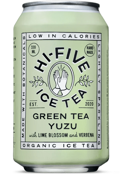 Hi-Five Green Tea Yuzu 330ml lightly sparkling can with lime blossom and verbena