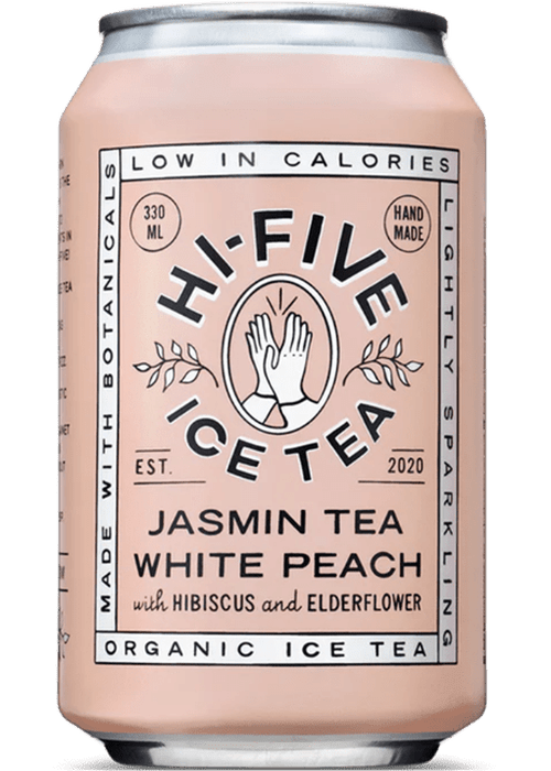 Hi-Five Ice Tea Jasmin White Peach 330ml lightly sparkling organic botanical can