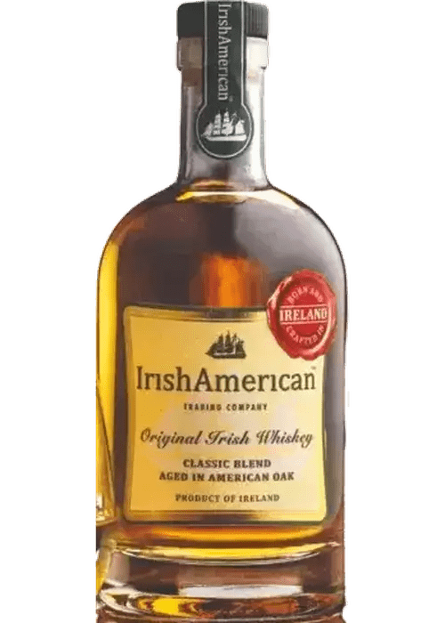 Irish American Classic Blend 700ml Irish Whiskey bottle with amber liquid and cream label