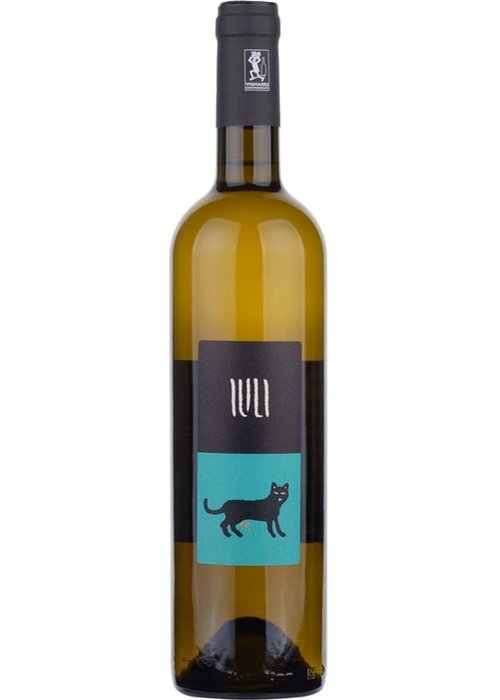 Iuli Barat white wine bottle with cat logo label