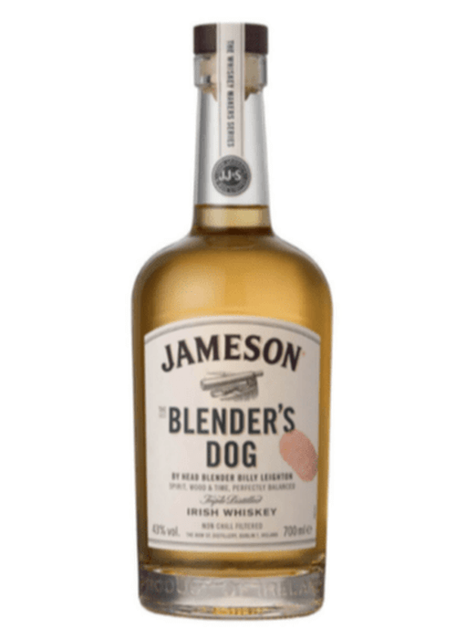 Jameson The Blender's Dog 700ml Irish Whiskey bottle with amber liquid and silver foil neck