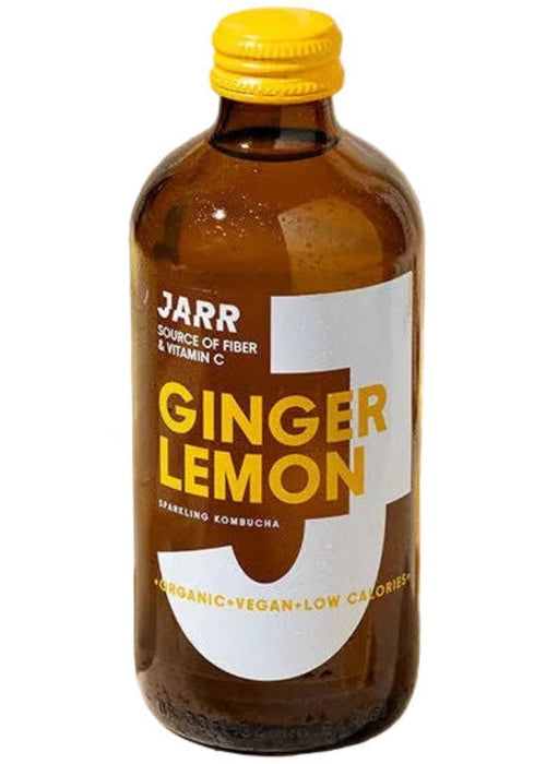 Jarr Ginger Lemon Sparkling Kombucha 330ml amber glass bottle organic vegan