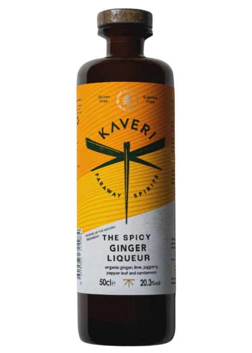 Kaveri Spicy Ginger Liqueur 500ml organic ginger bottle with dragonfly label