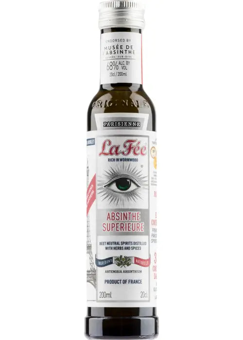 La Fée Absinthe Parisienne 200ml dark glass bottle with silver cap and botanical label