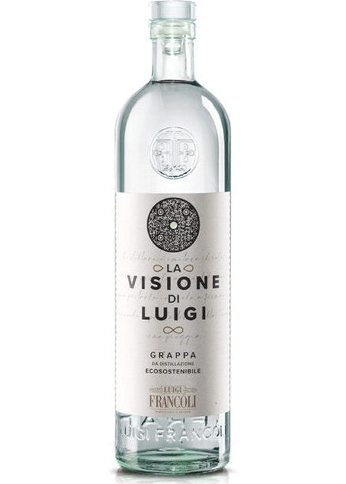 La Visione Di Luigi Grappa 700ml glass bottle with silver cap and eco-friendly distillation label